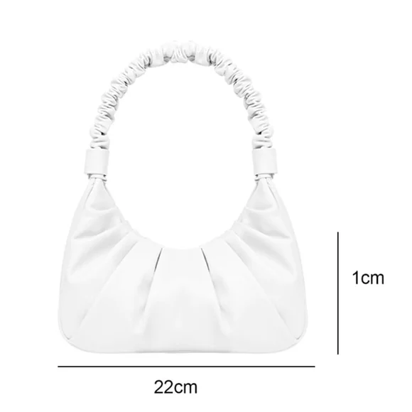 🔥NWT🔥 Vegan Leather Scrunch Handle Hobo Mini Tote/Crossbody in Chic White - Picture 5 of 14